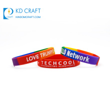 High quality no minimum custom cheap recessed logo color filled silicone rubber wristband